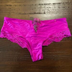 Victoria's Secret Satin Fuchsia Lace Cheeky Panties 🩷✨